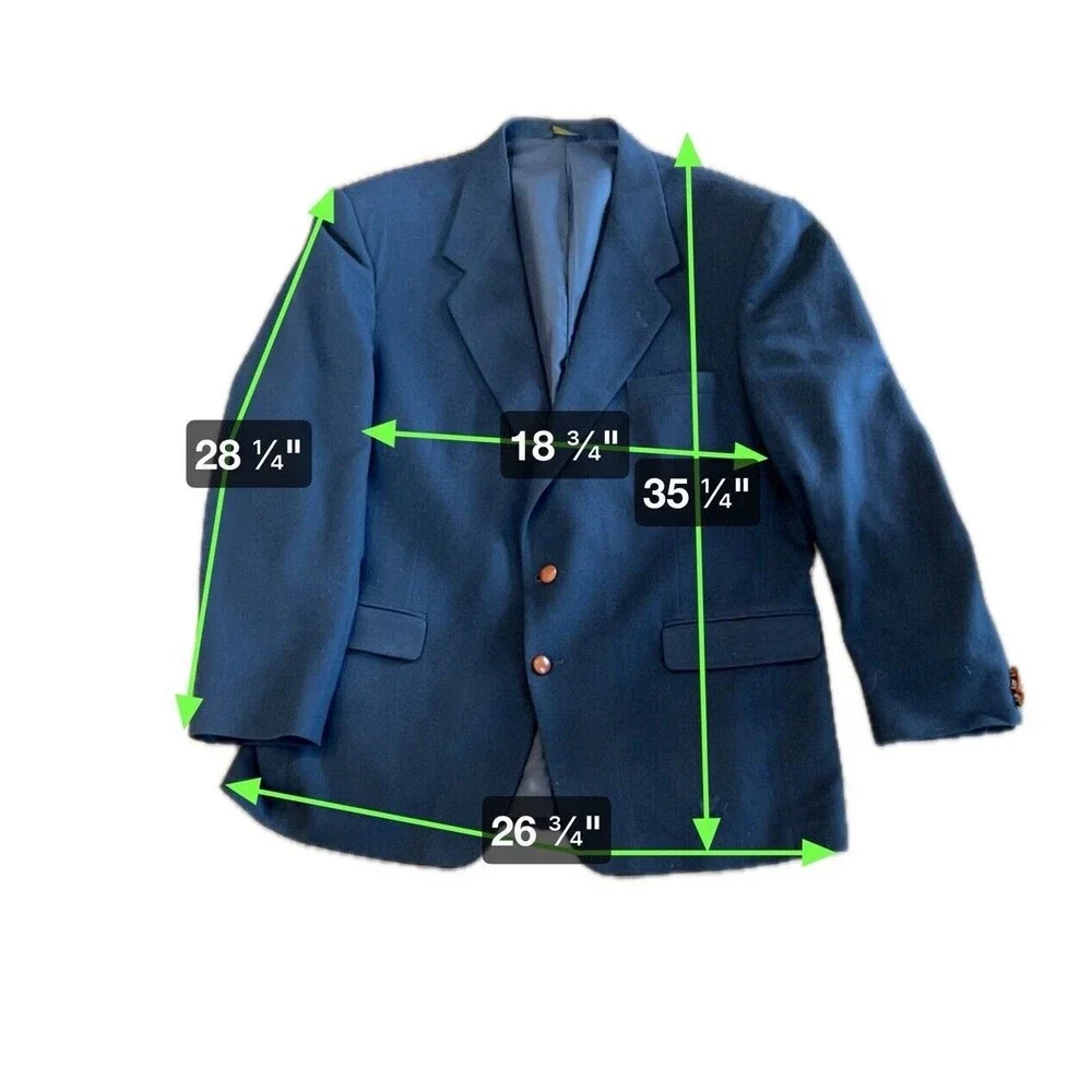Farah of Texas CountryWear Blue‎ Wool  Blazer Sport Jacket 100% Wool 46L